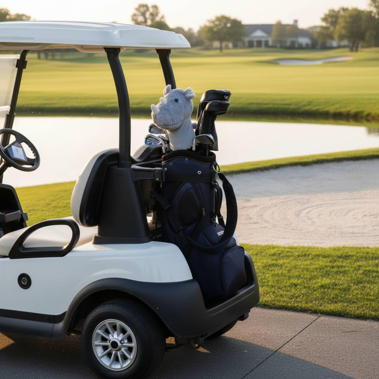 Qianly Golfschläger Schutzhülle Rhinoceros weicher Plüsch Rhinoceros Schlägerhaube Kratzschutz Tierkopf Golfhaube für Golf-Liebhaber