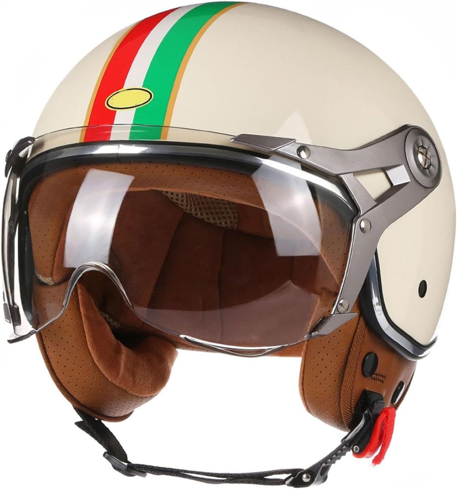 Demi Casque Moto Retro, avec Visière Vintage Casques Bols Homologué Dot/ECE Casque Mobylette Ouvert Demi Casque Homme Femme Casque Jet pour Cruiser Hélicoptère Scooter