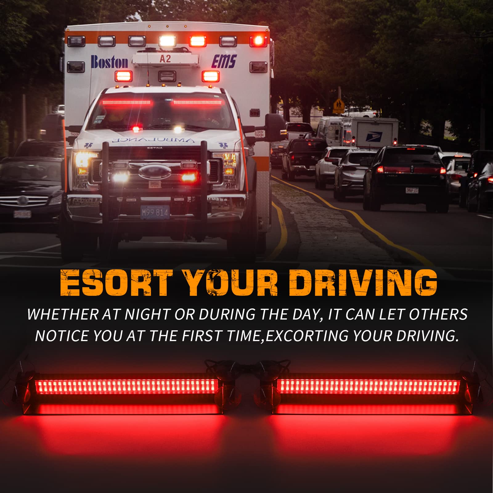 Red Emergency Dash Lights 144 LED Warning Hazard Safety