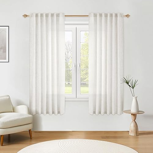 Miniatura 57 de Cortinas verde oliva de 108 pulgadas, 2 paneles para sala de estar, semitransparentes, reductoras de luz, aireadas, modernas, elegantes, extra Verde