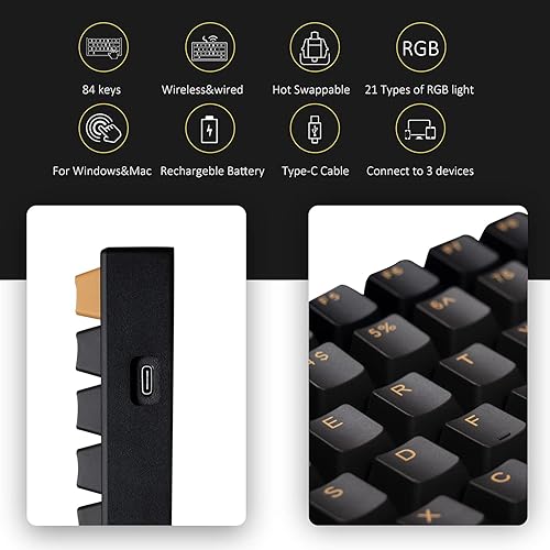 Miniatura 5 de ONE METER 75 Wireless Mechanical Keyboard Hot Swappable Mechanical Gaming Keyboard with Gateron G-Pro Switch and PBT Keycaps RGB LED Backlit