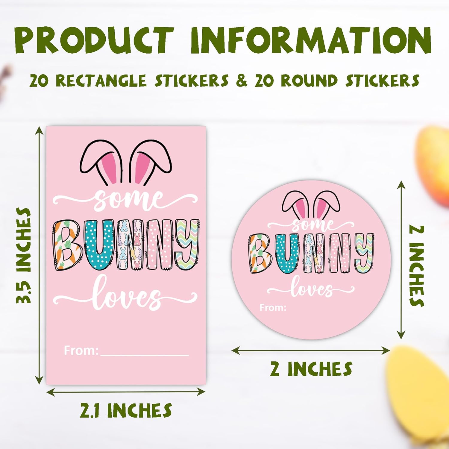 Easter Gift Stickers, Happy Easter Bunny Stickers, 20 Pink Round and Rectangle Labels for Kids Adults, Easters Decorations Party Favor for Gifts Wrapping, Candy Bags, Envelopes-C10