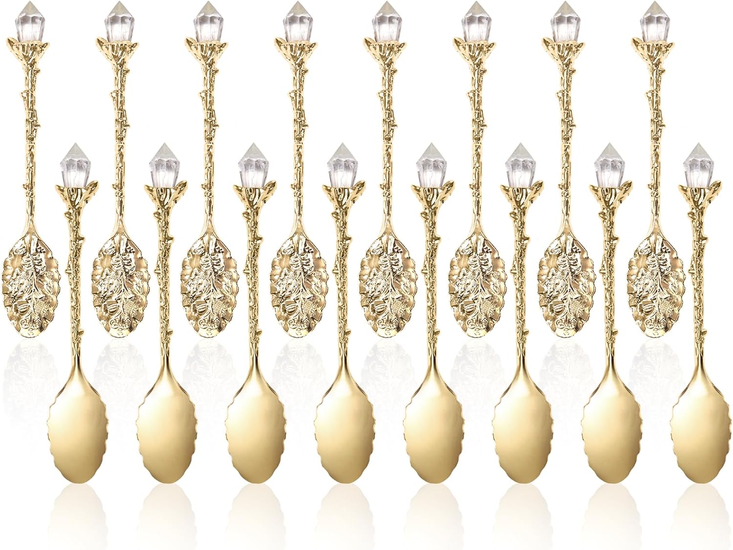 Covzoe 16 Pack Retro Coffee Spoons, 4.3 Inch Mini Vintage Dessert Spoons