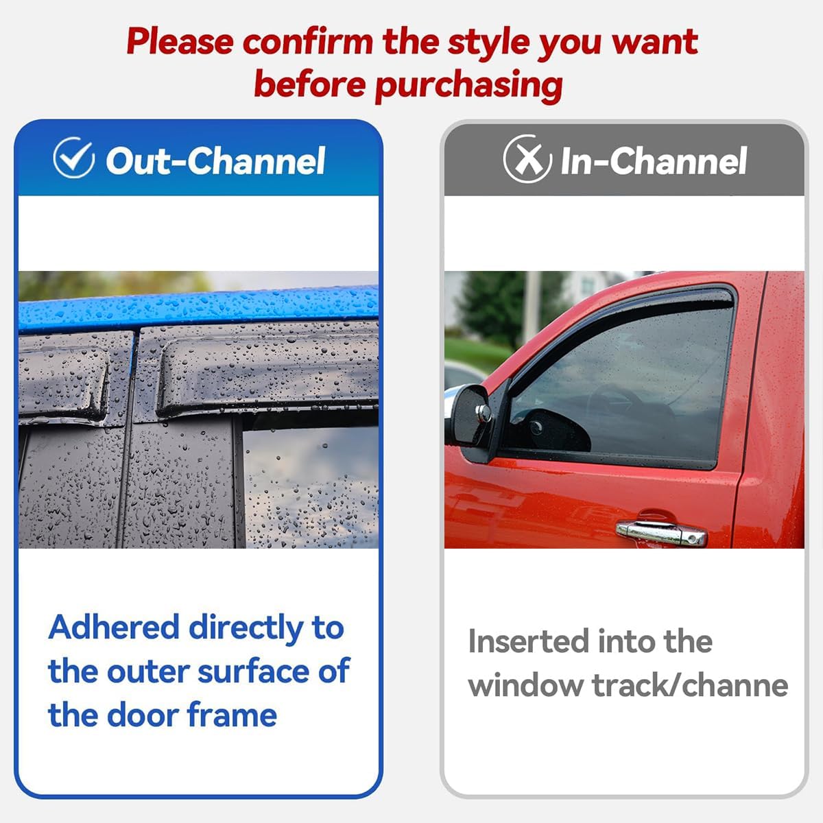 94143 Side Window Visors Wind Vent Deflector,4pcs Outside Mount Tape-On Nice Sun Rain Guards Set fit for 2007-2015 Mazda CX9,Dark Smoke Window Shade