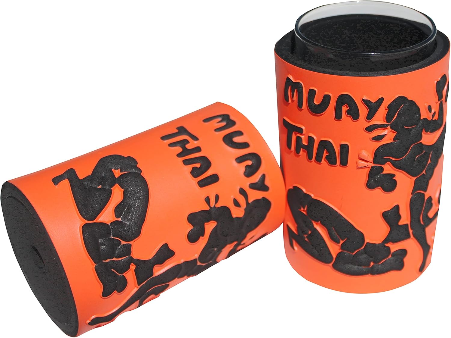 Full Funk Cold Beer Cooler Foam Glass or Can Chiller Hand Made Muay Thai Artwork, Red