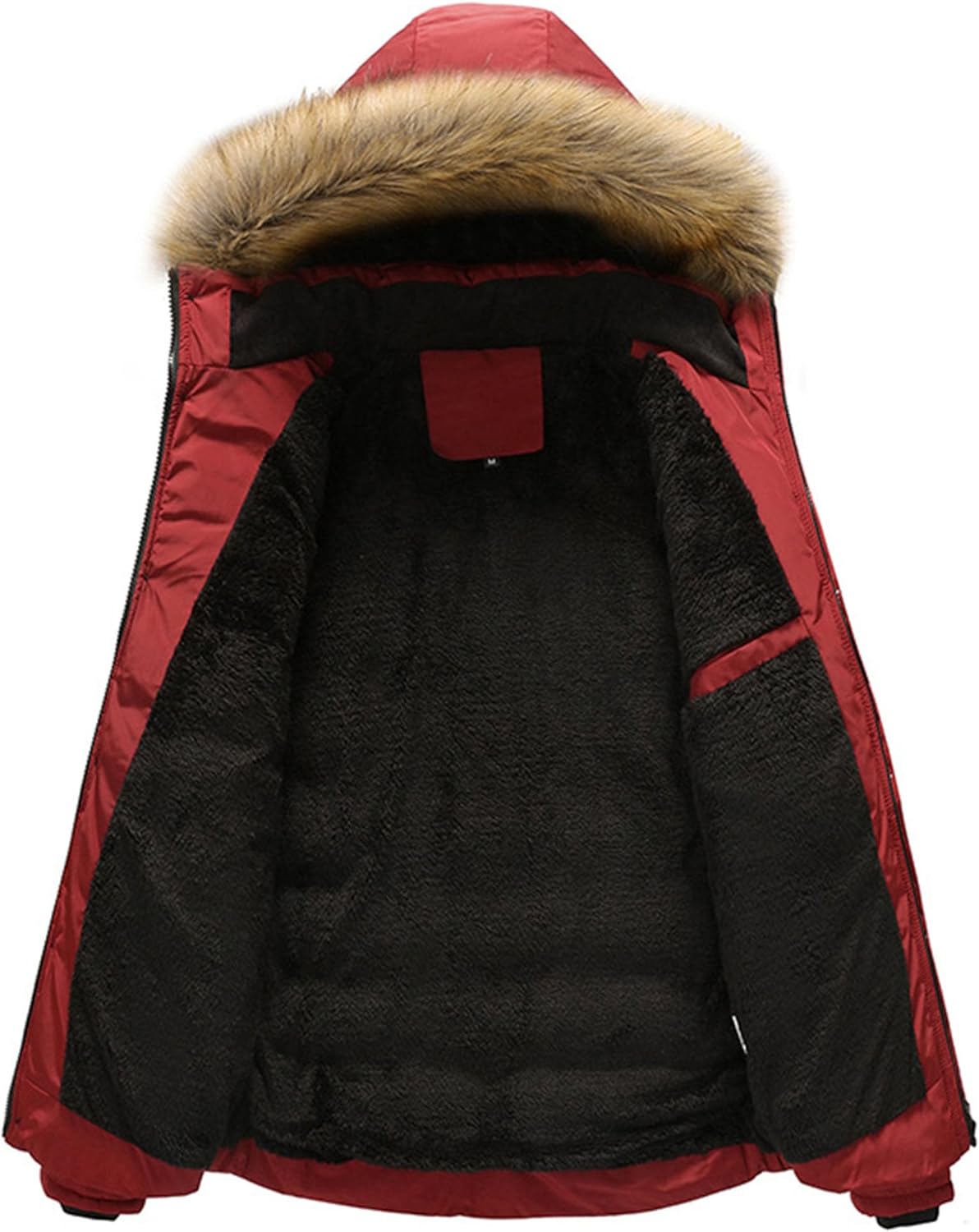 Men's Winter Jacket With Hood Sherpa Lined Warm Casual Padded Coat Male Quilted Hooded Windproof Outerwear