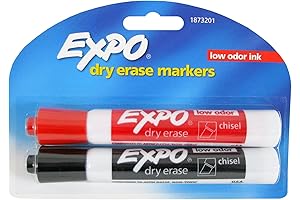 Expo Low Odor Dry Erase Markers, Chisel Tip, Black and Red Ink, 2-Count