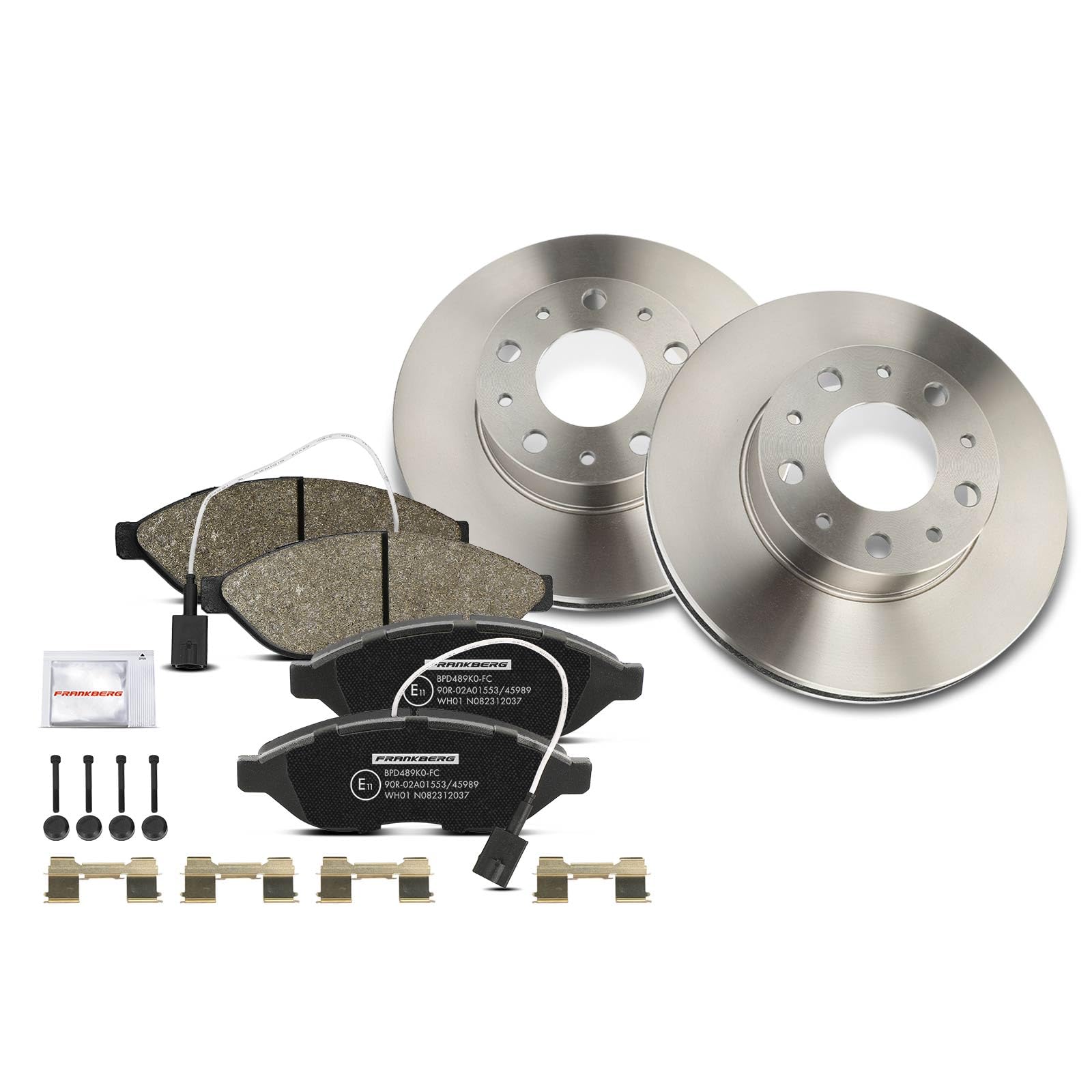 Frankberg 1 set freni incl. 2 dischi freno + 4 pastiglie freno anteriori | E172301; Compatibile con: Scatola di collegamento, Ducato Van 250, Autobus saltatore, Pianale/telaio Boxer