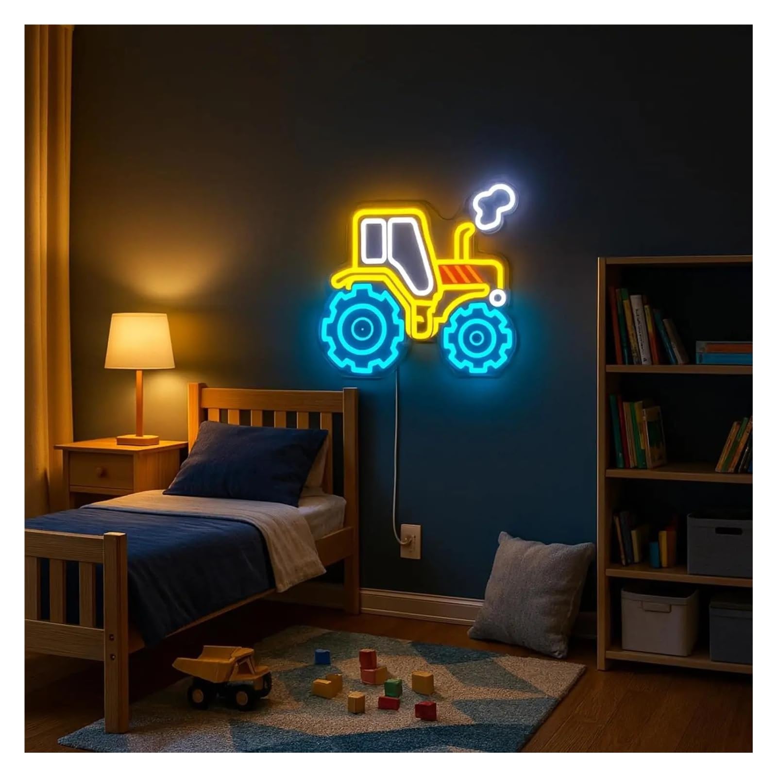 Decoración Lámparas Letreros De Neón De Tractor, Luz LED Rústica De Granja Para Garaje, Sala De Juegos, Habitación Infantil, Cueva De Hombre, Hogar, Bar Decoración 43cmx38cm