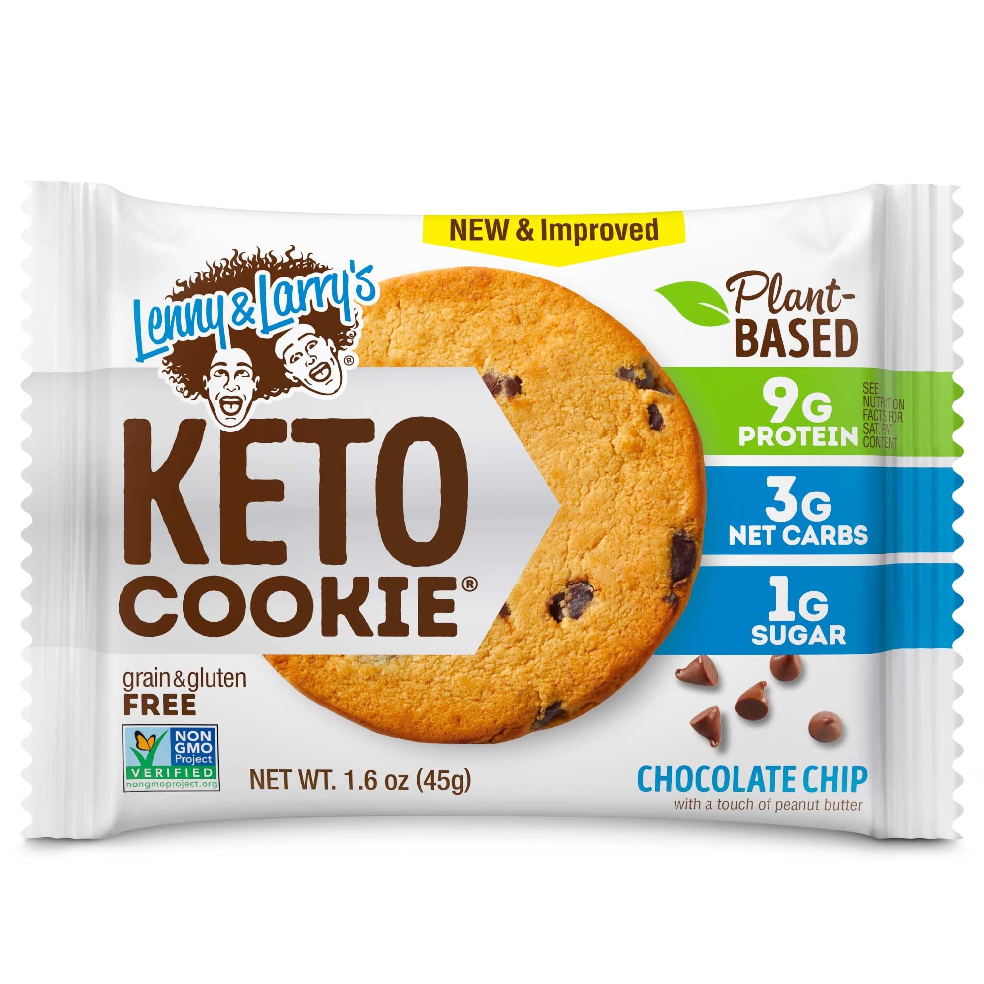 Lenny & Larry's Keto Cookie, Chocolate Chip, Soft Baked, 9g Plant Protein, 3g Net Carbs, Vegan, Non-GMO, 1.6 Ounce Cookie (Pack of 12) packaging may vary