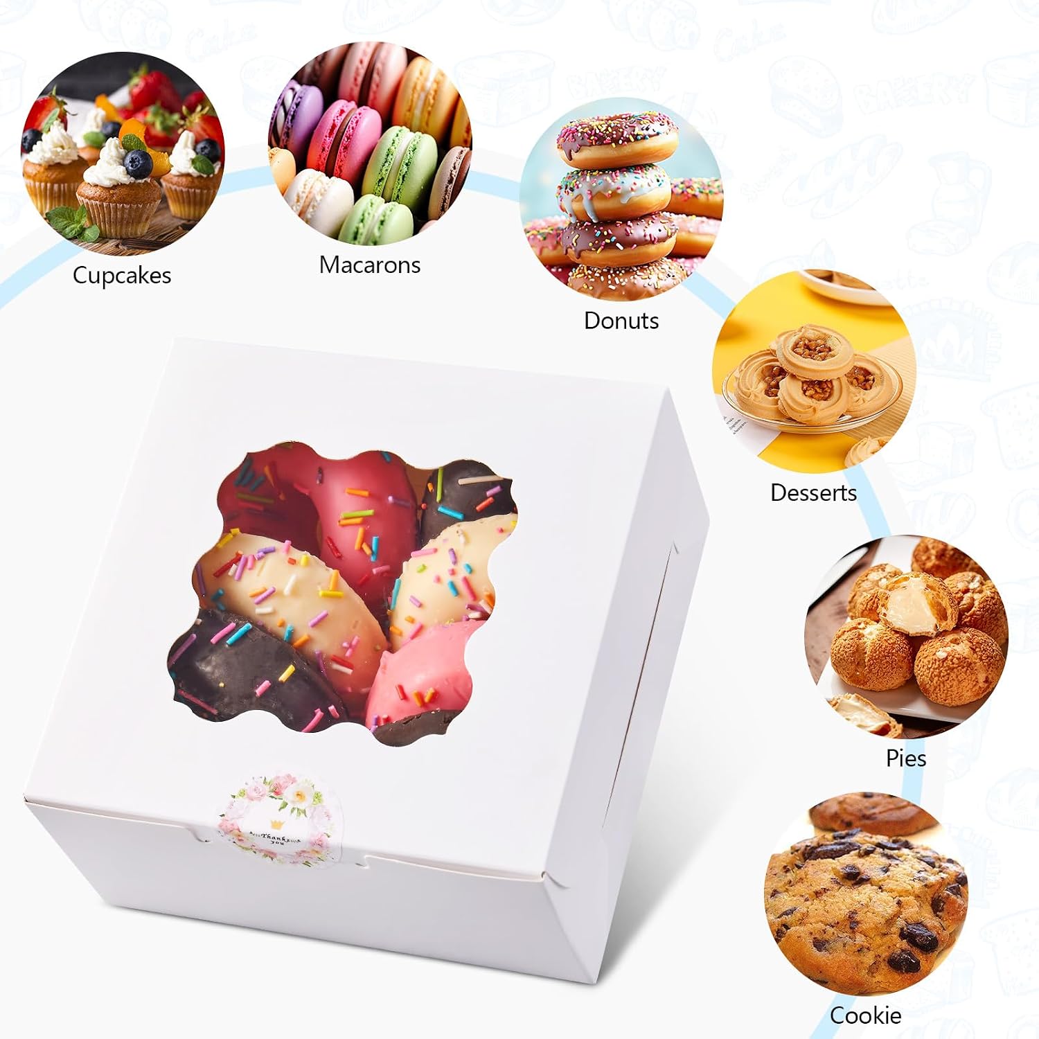 Cookie Boxes with Window, Pack of 20, 6x6x3 Inches image 5