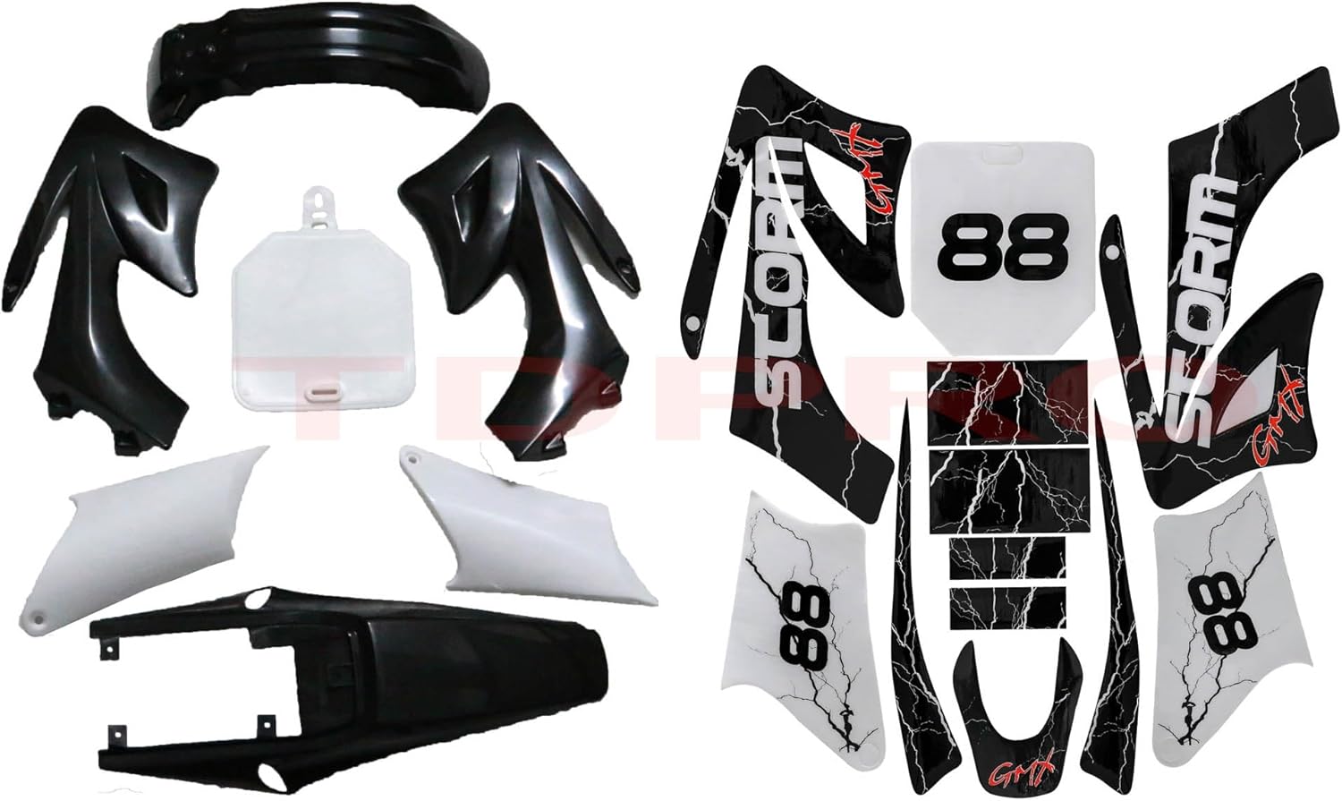 Black Plastics Fairing Body Fender and Sticker Graphics Kit For Motorcycle Apollo Orion Pit Dirt Bike 110cc 125cc 140cc 150cc 160cc 200cc 250