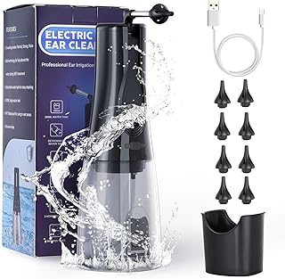 Ear Wax Removal Tool Irrigation Flushing System Kit Electric USB Rechargeable Ear Cleaner Water Powered Earwax Removal Cleaning Cleaner kit for Adults with 3 Pressure Setting, IPX7 Waterproof