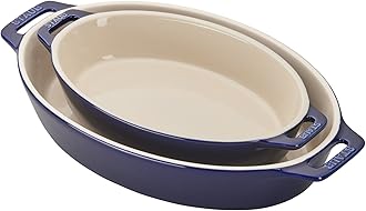 Staub 40508-632 Ceramics Oval Baking Dish Set, 2-Piece, Dark Blue