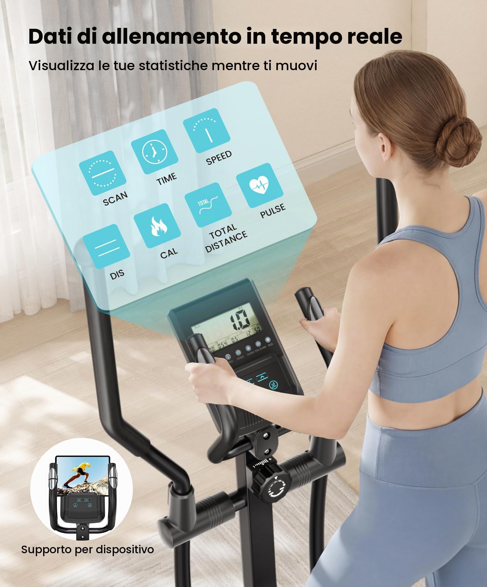 Dripex Ellittica da Casa Ultra Silenziosa, 16 Livelli di Resistenza Magnetica, Display LCD, Supporta fino a 120 kg, Macchina Cardio per Allenamento Total Body