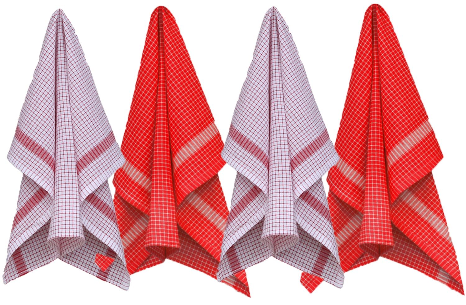 BAVIN Premium Tea Towels for Kitchen, 100% Egyptian Cotton Waffle Weave, 60x45 cm, Super Soft and Absorbent Kitchen Cloths, Terry Dish Cleaning Sand Bar Towel (8, Red)