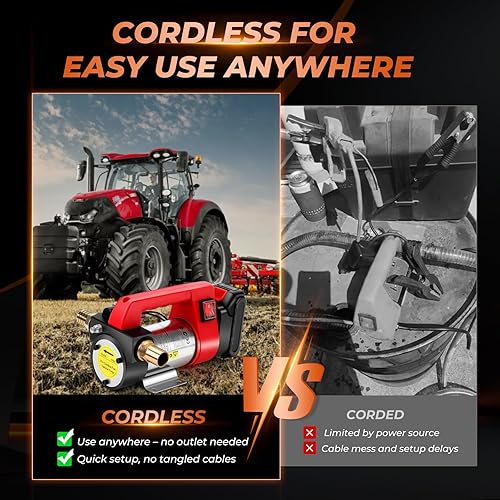 Miniatura 6 de Bomba de transferencia diésel alimentada por batería de 21 V 260 W, kit de bomba de transferencia de combustible eléctrica con batería de 2000 mAh,