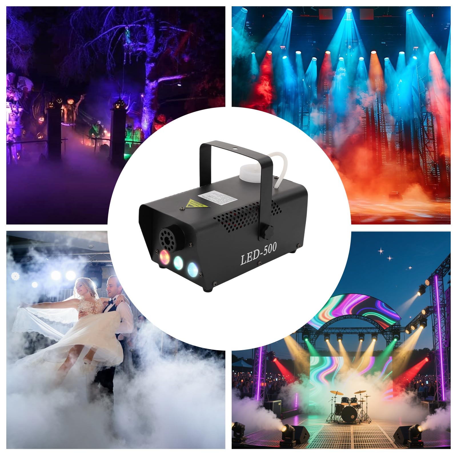 Macchina per nebbia da 500 W con effetto luce LED, Mini Smoke Machine con luce RGB 3 in 1, telecomando e controllo cavo, serbatoio da 0,3 l, tempo di riscaldamento rapido, palcoscenico, feste, DJ