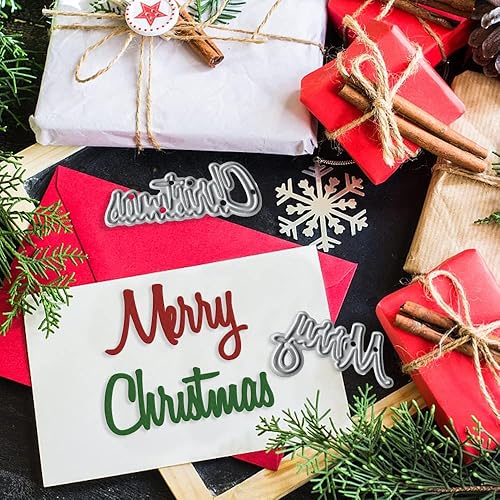 Miniatura 5 de Hying Troquel de corte de metal con palabras de feliz año nuevo para hacer tarjetas y decoraciones de álbumes de fotos, letras de feliz Navidad,