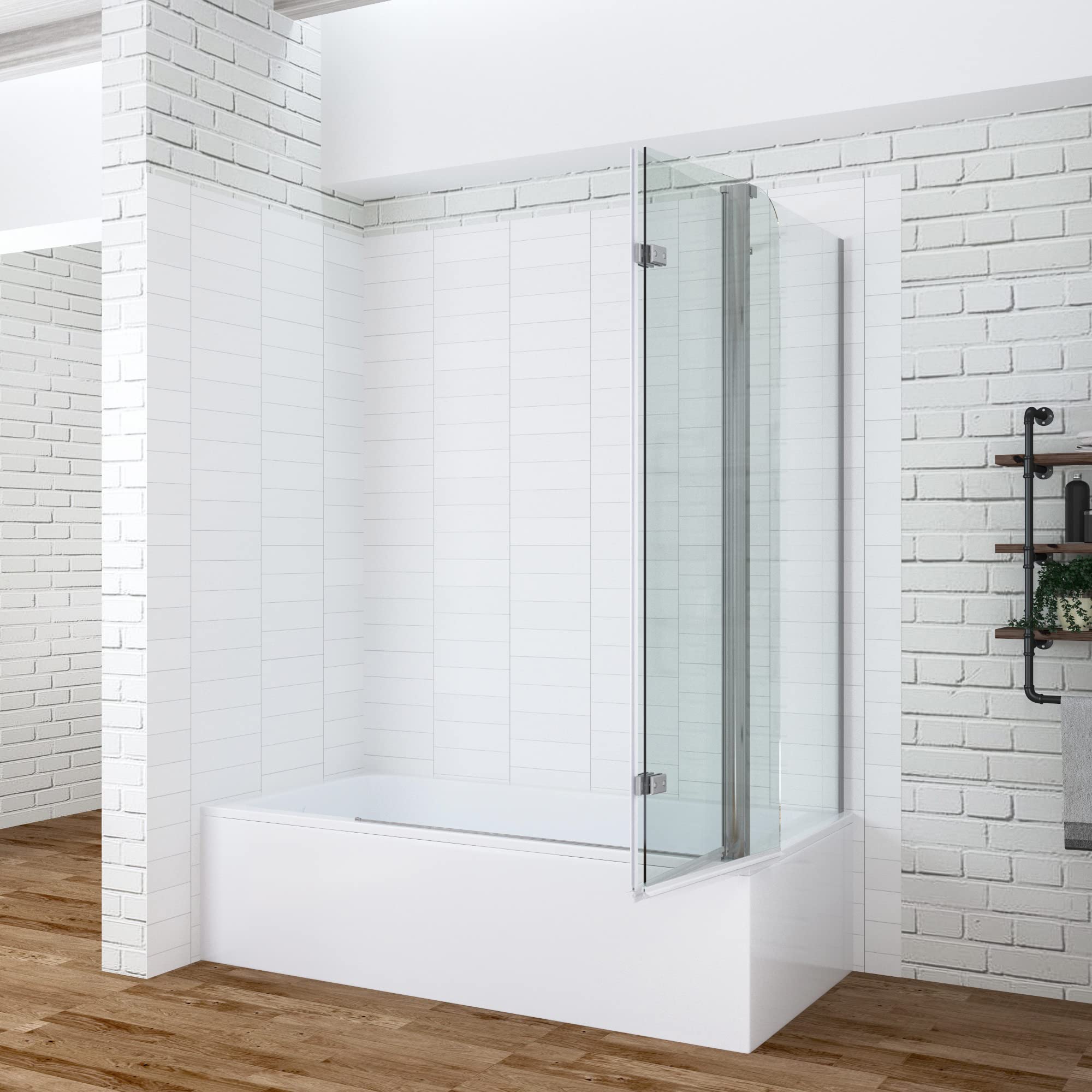 AQUABATOS Eck-Duschtrennwand Duschwand für Badewanne faltbar Badewannenaufsatz 120x140cm mit Seitenwand 70x140cm aus 5mm ESG Sicherheitsglas Nano-Beschichtung