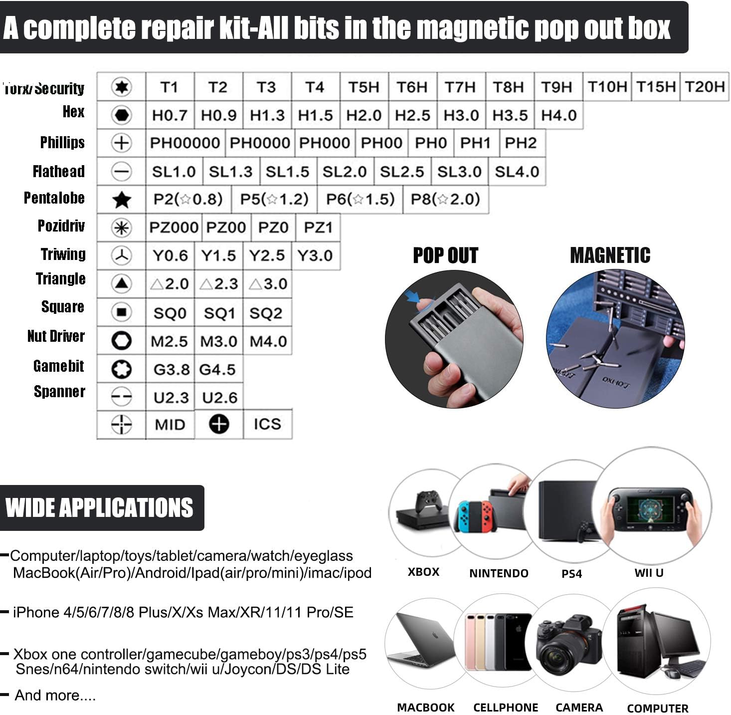 Computer screwdriver kit/Torque screwdriver set/Laptop repair tool kit,LOFIXO electronics repair kit with anti static wrist strap for iphone,nintendo,mac,xbox,watch,camera,ps4,ps5,joycon,pc,eyeglasses