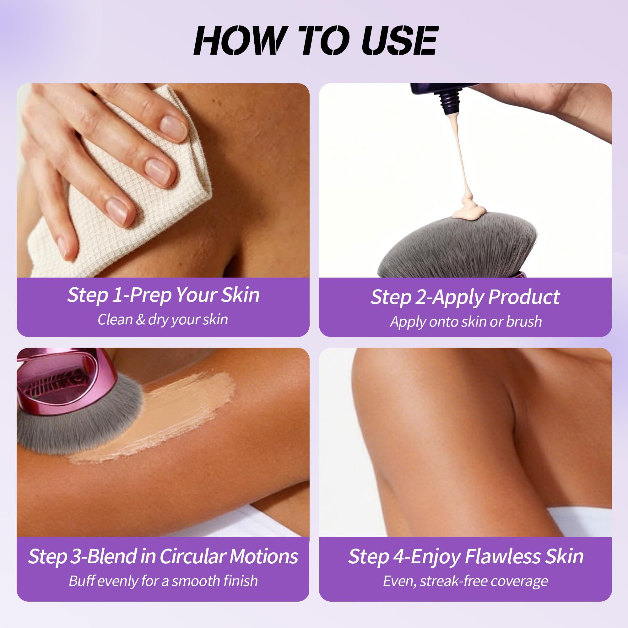 Brocha de maquillaje corporal, brocha Kabuki grande para el cuerpo, 4.5 pulgadas, extra grande, de cabeza ancha, para autobronceador, aplicador de mezcla de maquillaje de piernas que proporciona un