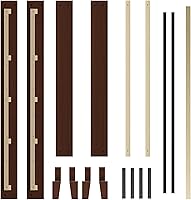 Vista 33 de Yaheetech Base de cama matrimonial con plataforma de madera maciza natural con soporte de listones de madera, espacio debajo de la cama de 12 Nogal