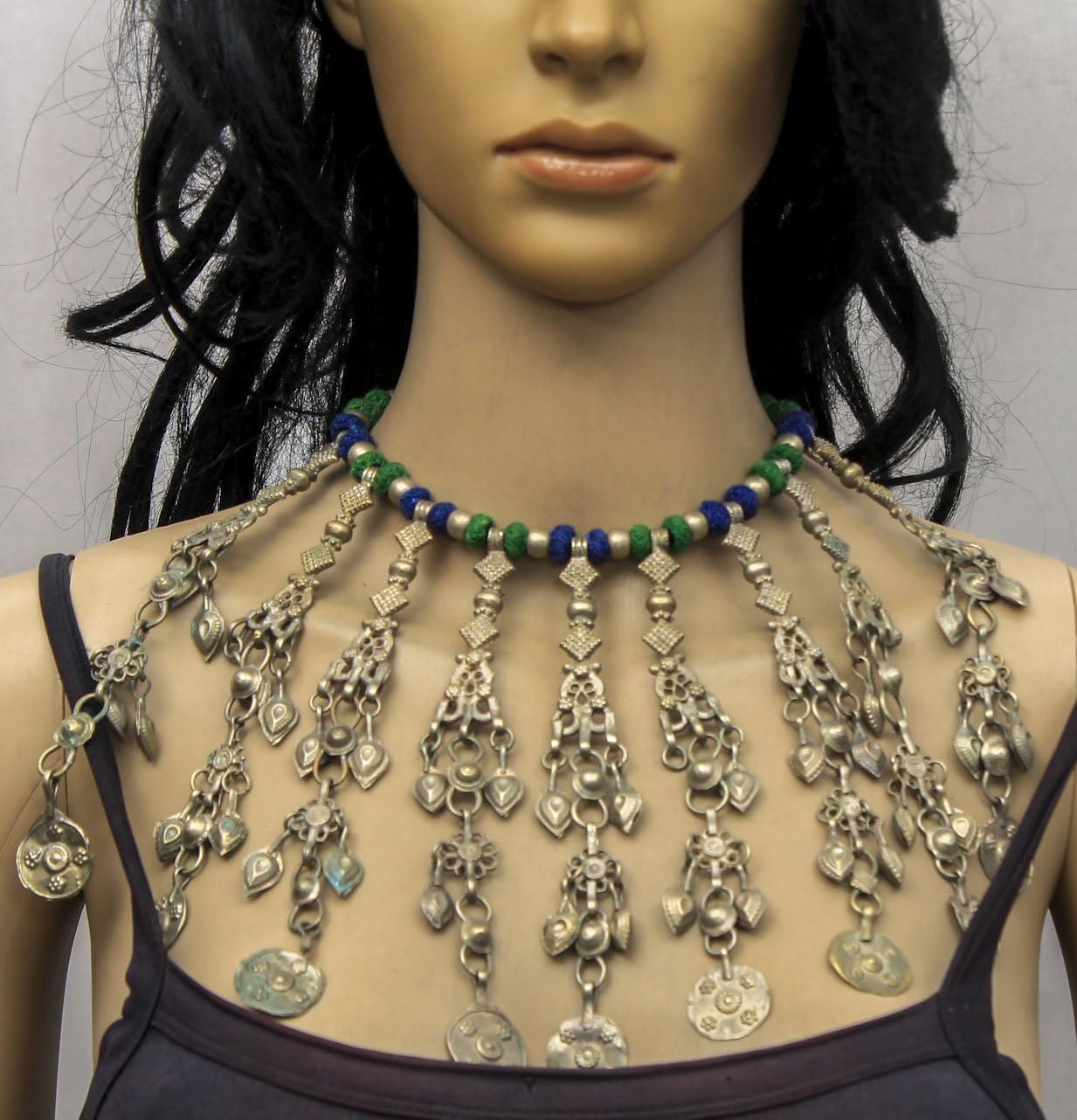 BANJARA INDIA TRADITIONAL PENDANT GYPSY ETHNIC CHOKER KUCHI TRIBAL RARE HANDMADE NECKLACE