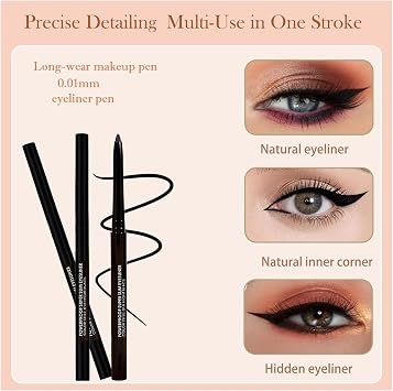 Waterproof Gel Eyeliner Pencil Set – Classic Black, Long-Lasting, Smudge-Proof, Soft Creamy Formula with Ultra-Fine Tip for Precise or Bold Lines, Smooth Application for Polished Eyes