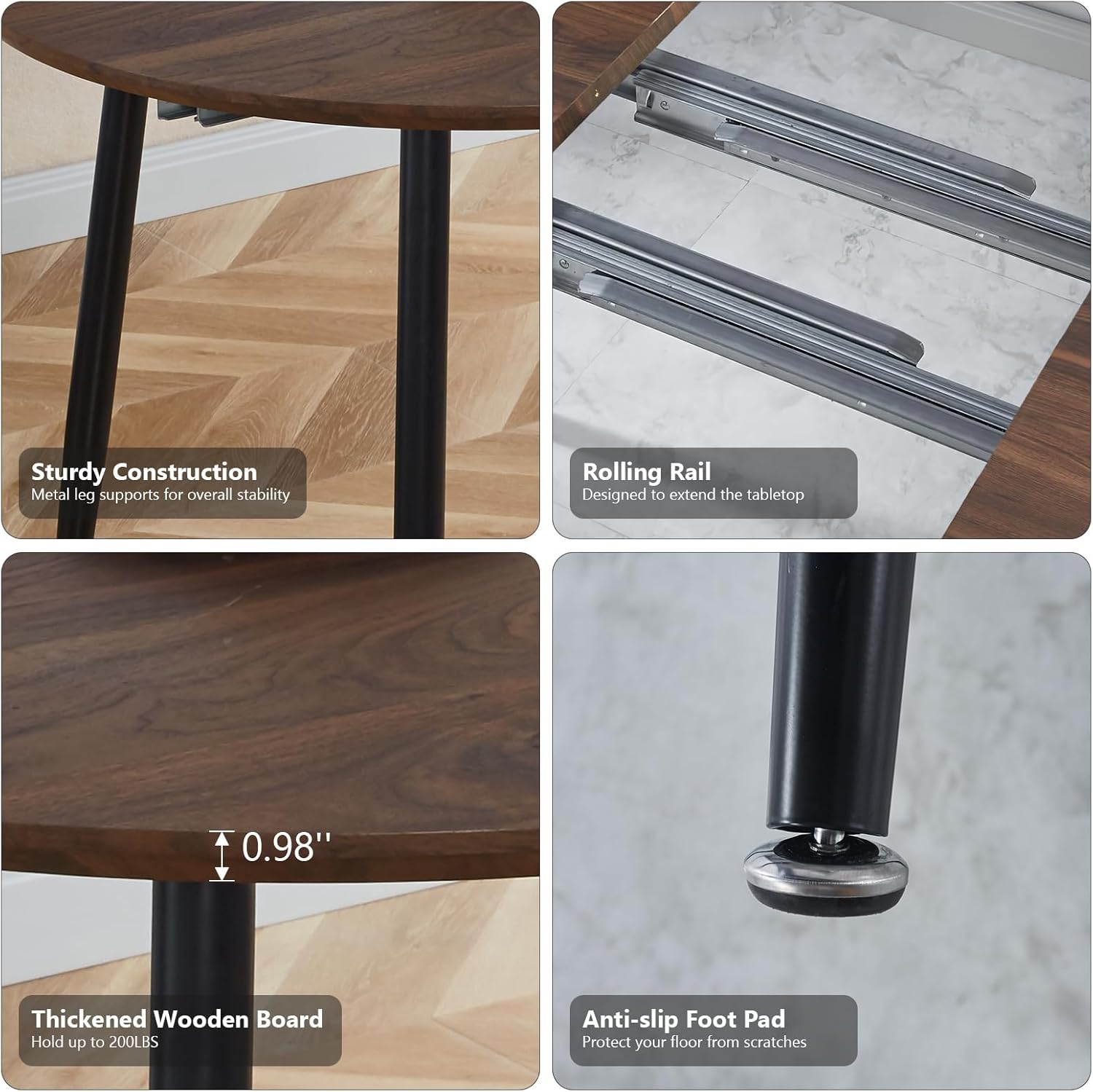 71" Oval Dining Table for 6-8 People, Modern Extendable Dining Table, Folding Kitchen Table with MDF Tabletop from 40" to 55" to 71" for Dining Room, Living Room, Small Space(Brown)