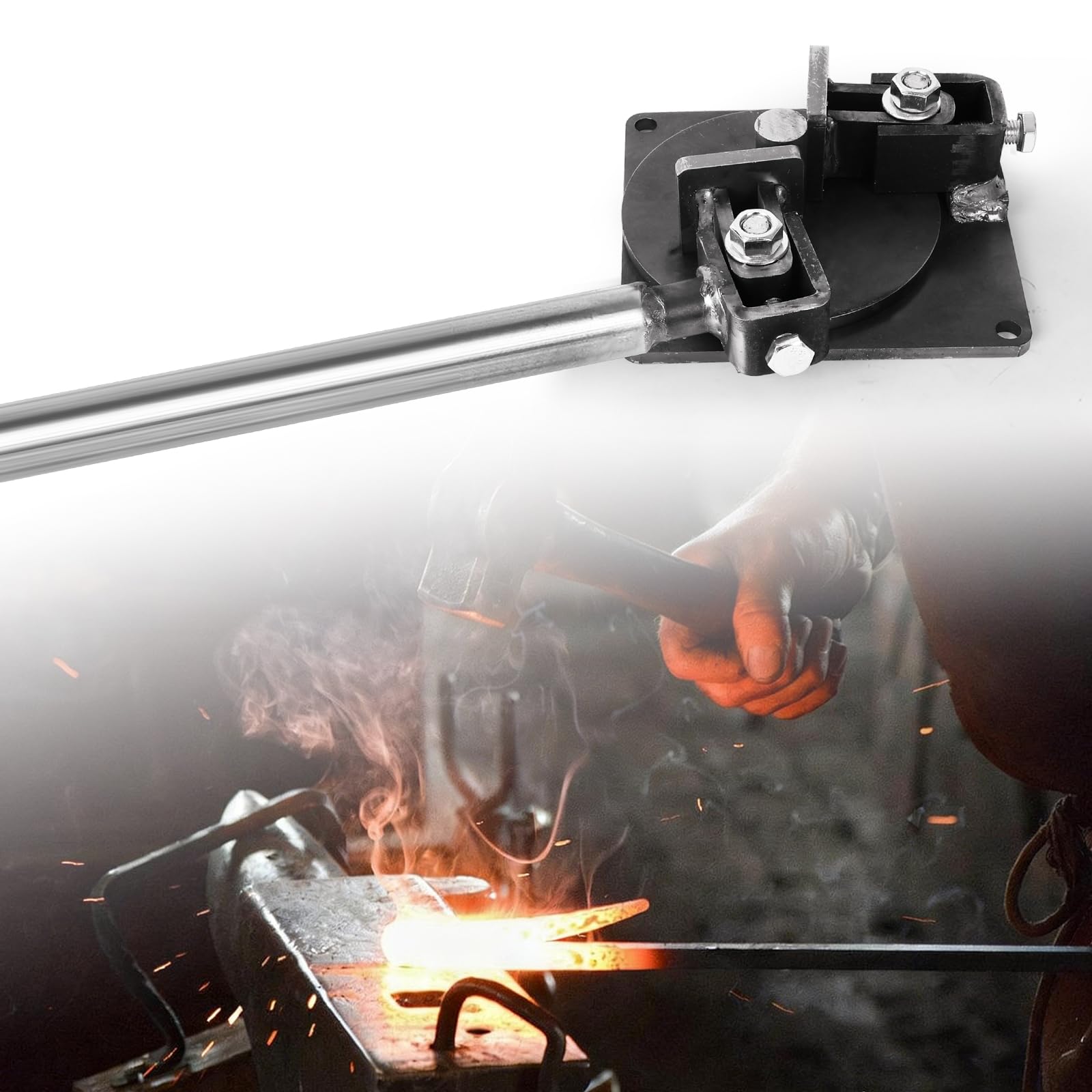 Biegemaschine FüR Eisenstangen,Bewehrungsbieger, 4-14mm Schwere Handbiegemaschine, 8.8 Zinkbeschichtet, Mit 370mm Edelstahlgriff & 195x180mm Basis FüR Industrie & Heimwerker
