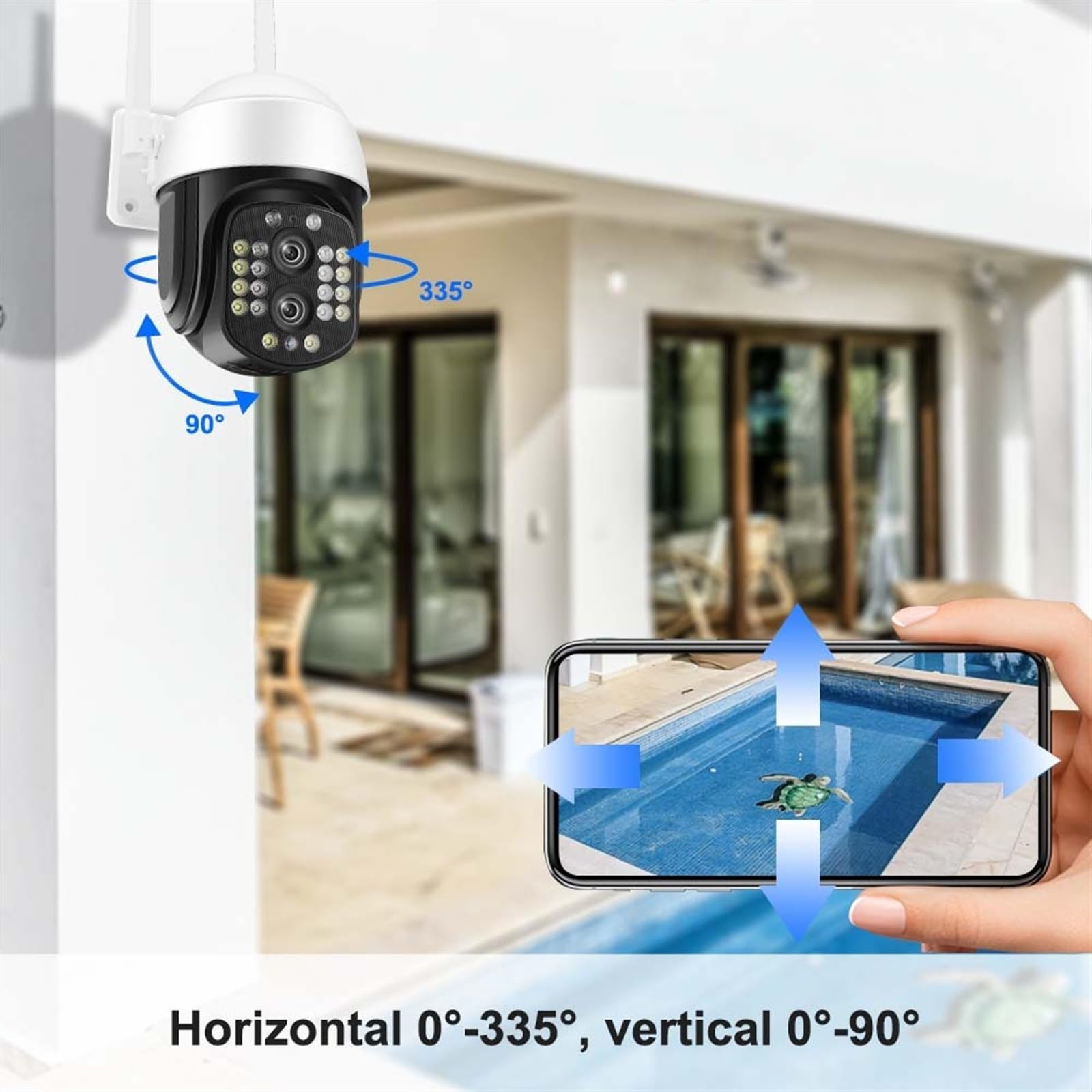 Telecamera Wifi Esterno, Telecamera IP binoculare 4K 8MP 8X Zoom Auto Tracking 2K 4MP CCTV Videosorveglianza Telecamere a doppia lente Protezione di sicurezza intelligente ,Sicurezza, Antifurto(8MP NO