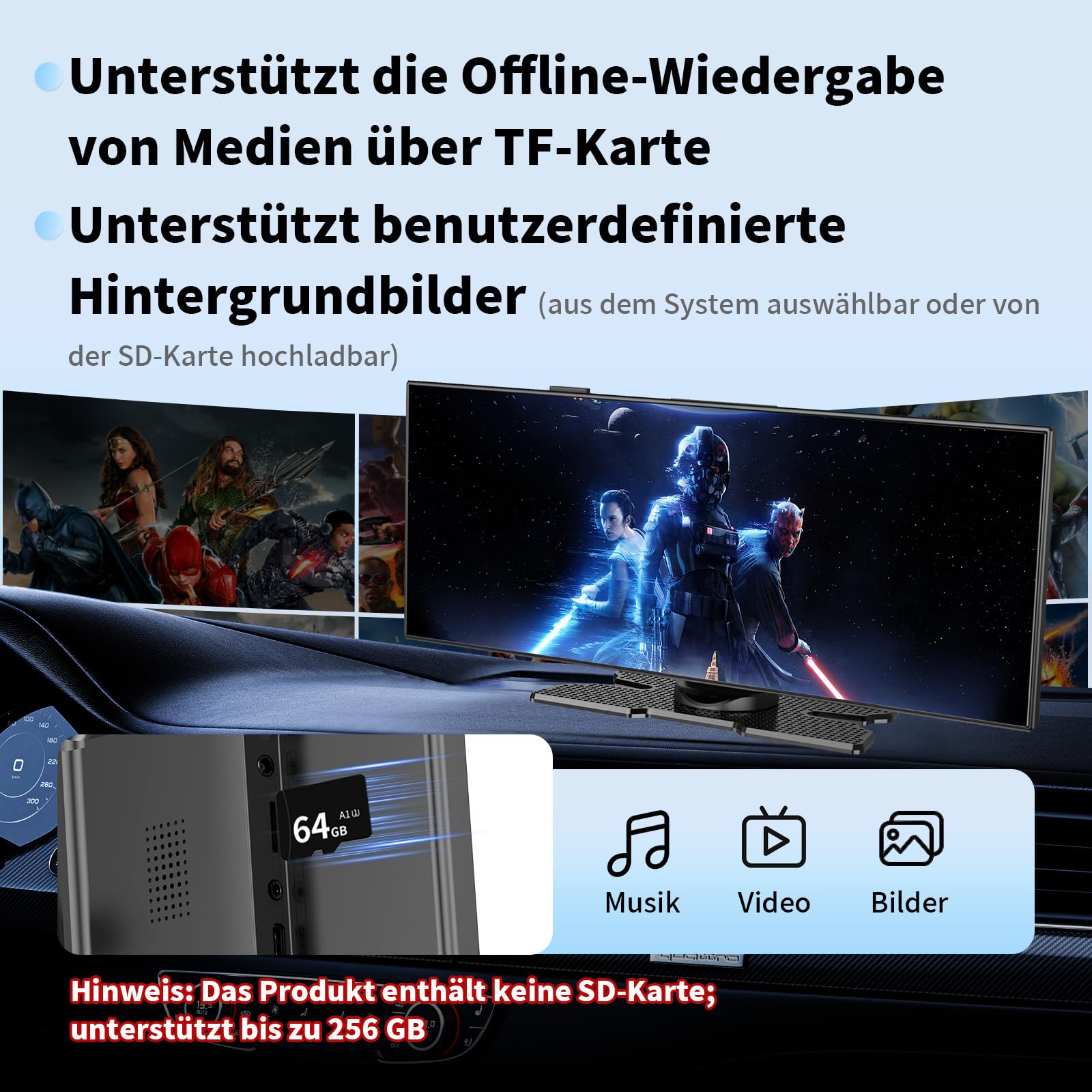 2026 Neuestes 11,5 Zoll für Apple Carplay Display Android Auto Display: Car Play mit GPS Navigation OTA-Updates Net-Flix YouTube Rückfahrkamera Bluetooth 5.0 Sprachsteuerung IPS Touchscreen AUX FM
