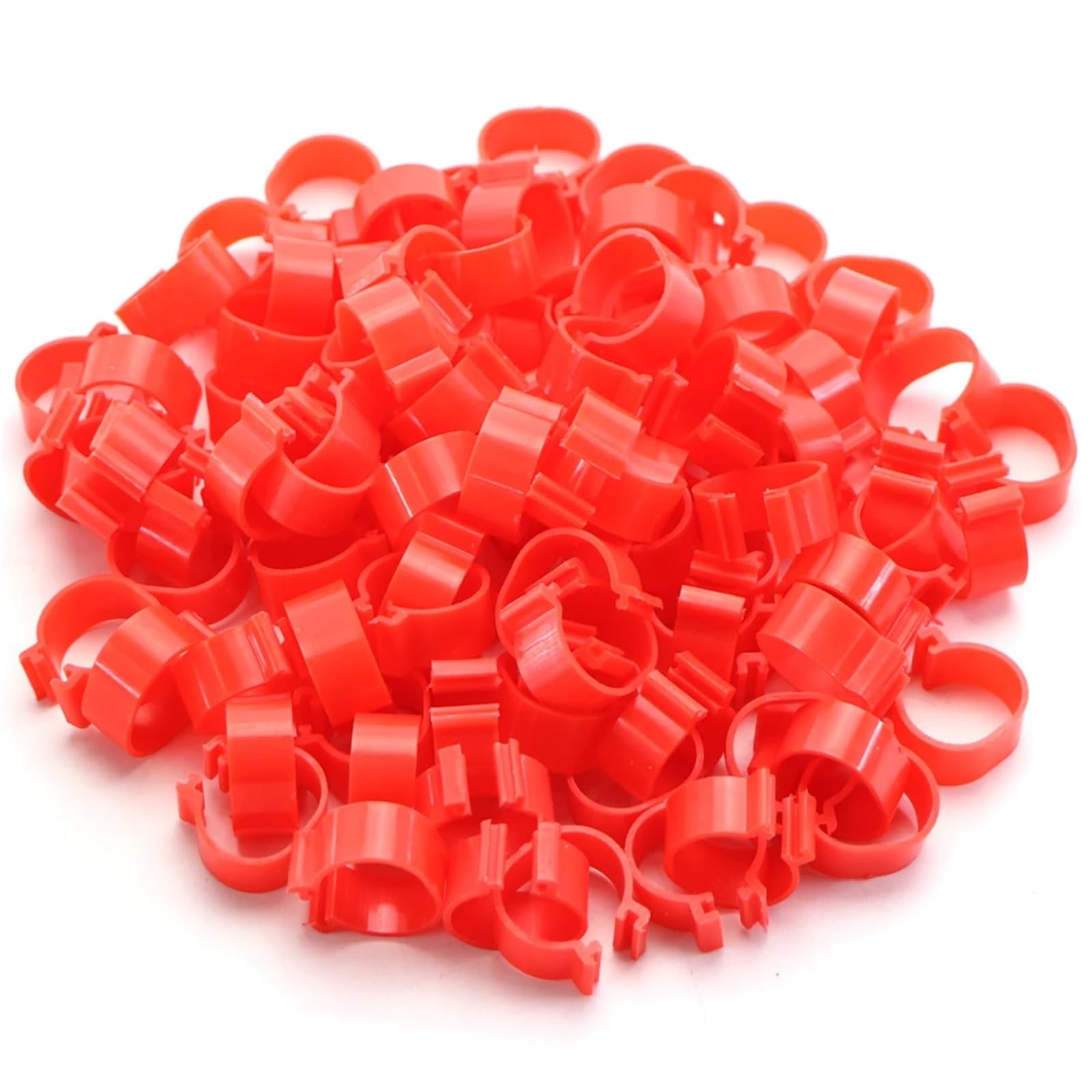 Chicken Inner Diameter 16/18/20/25mm Foot Ring Without Text Label Buckle Poultry Leg Chick Duck Goose Animal Identification Tool for Easy Flock Management(Red 100PCS,16mm)