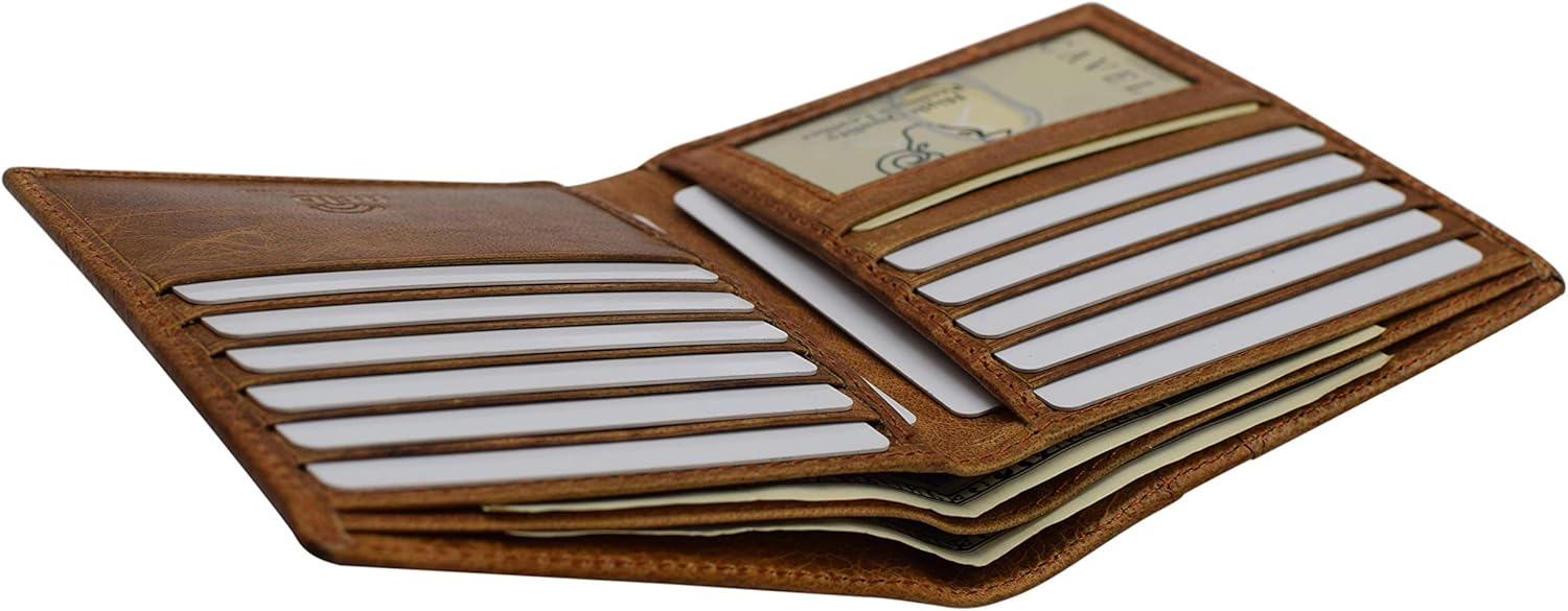 RFID Blocking Bifold Hipster Credit Card Wallet Premium Lambskin Leather (Cavelio Tan) - Image 5