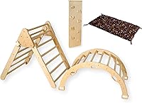 Kidodido Montessori Wooden Climbing Set: Triangle, Dome, Ramp & Pillow for Toddler Indoor Playground Gym