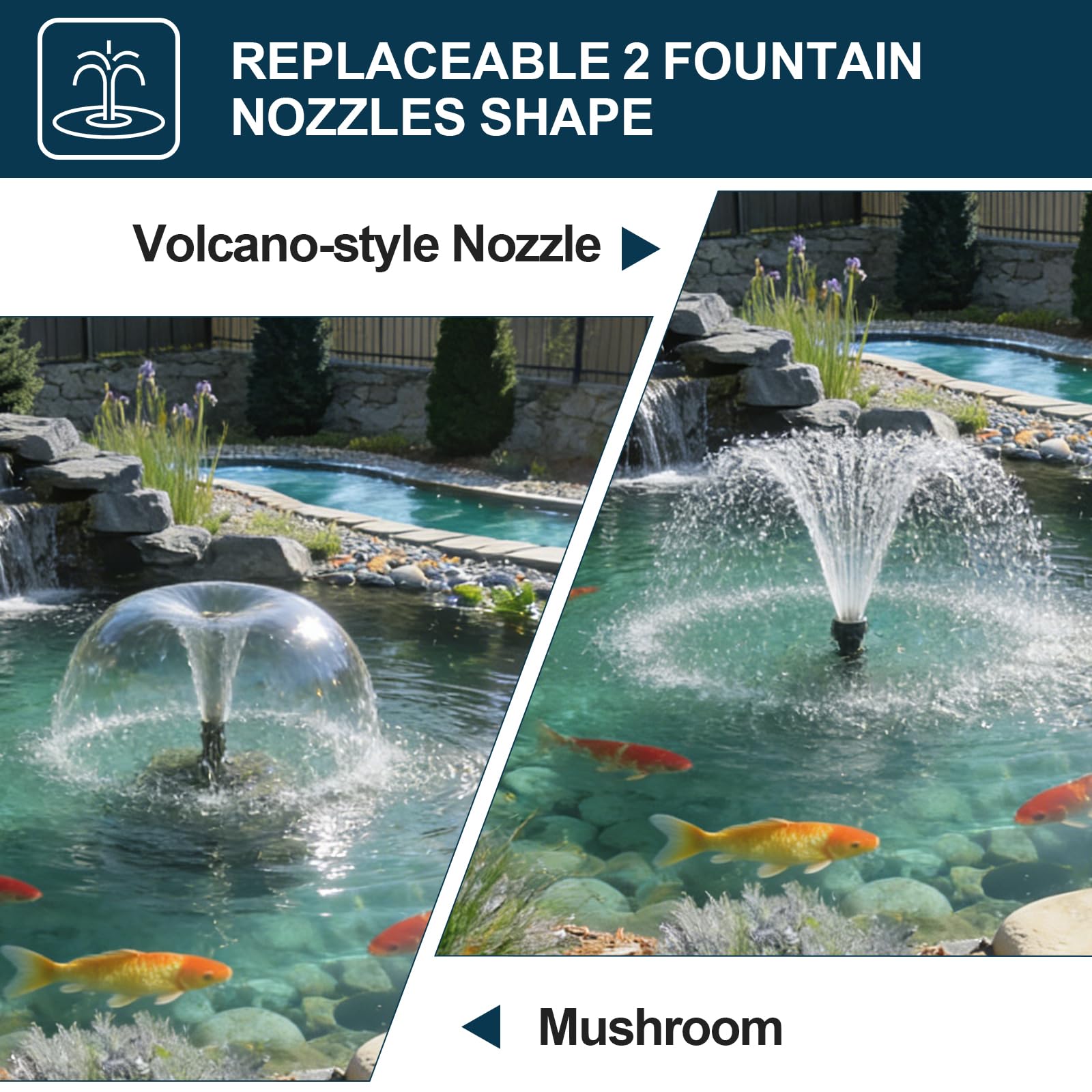 CPROSP Pompa per laghetto solare 390 l/h, pompa per laghetto da esterno con 2 inserti per fontana, modulo solare da 8 Watt, pompa solare, set completo per acqua pulita in laghetto da giardino