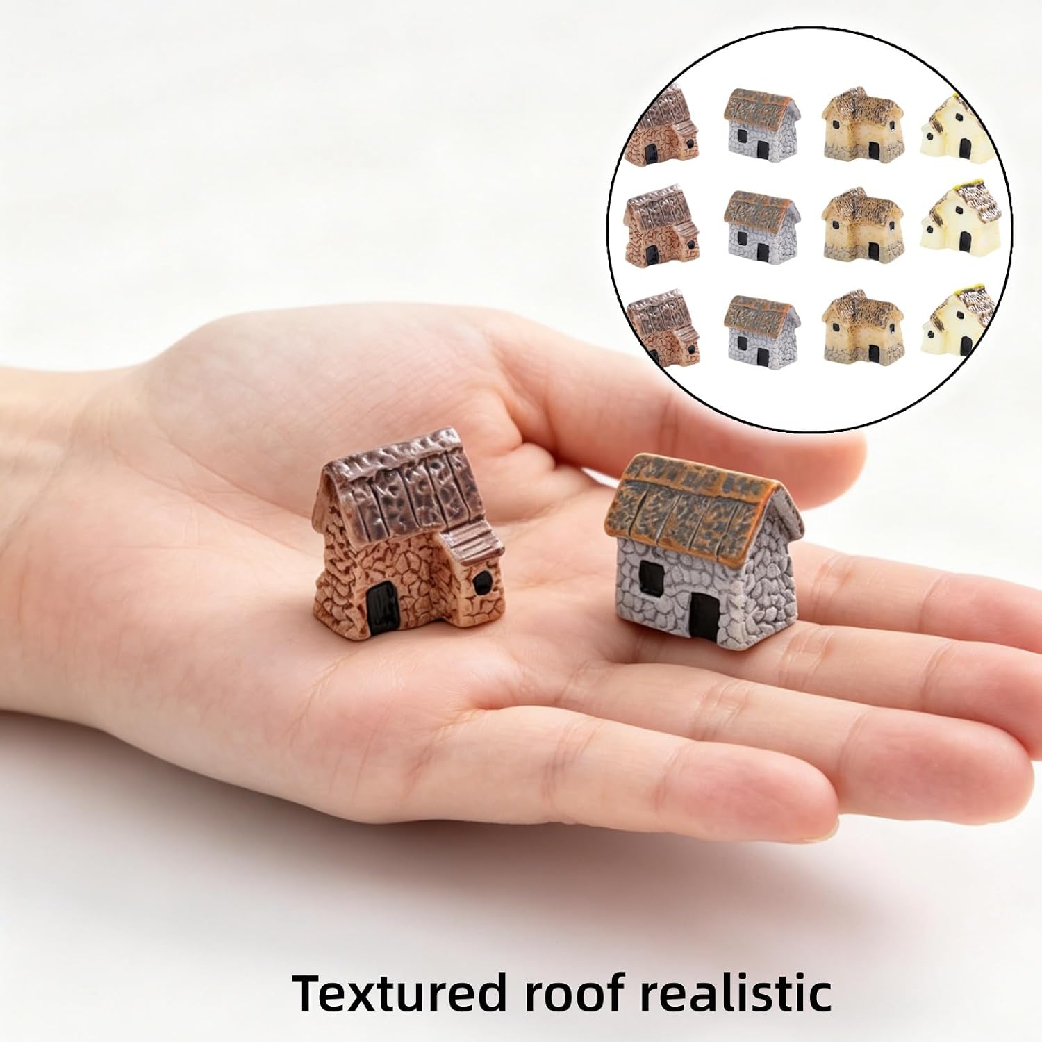 12Pcs Resin Mini Houses Fairy Garden Decor