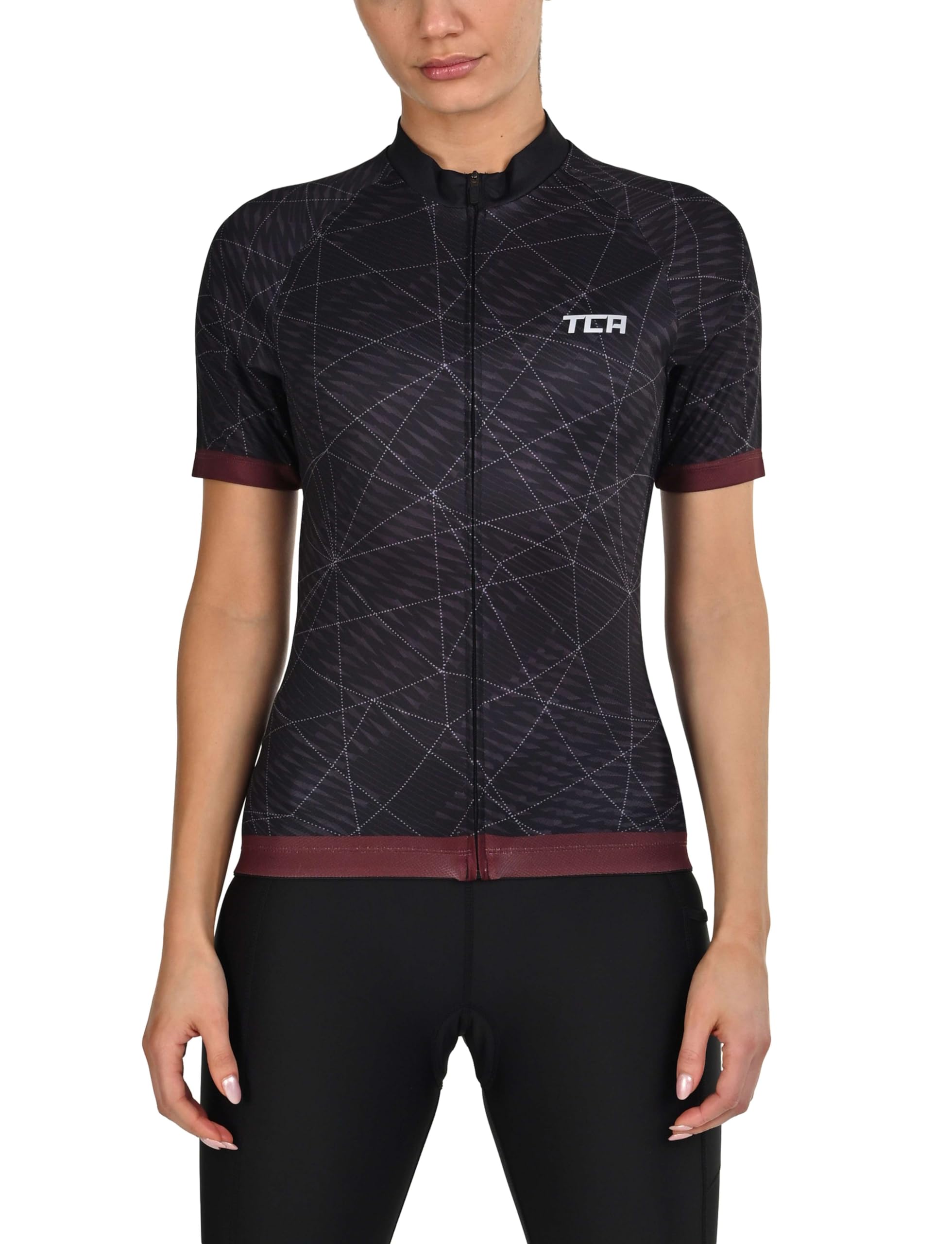 TCA leichtes Radtrikot für Damen - kurzärmliges Fahrradtrikot Damen - Athletic Fit Rennrad Trikot - Fahrrad Shirt mit 3 Rückentaschen - Radtrikot Kurzarm - Radbekleidung