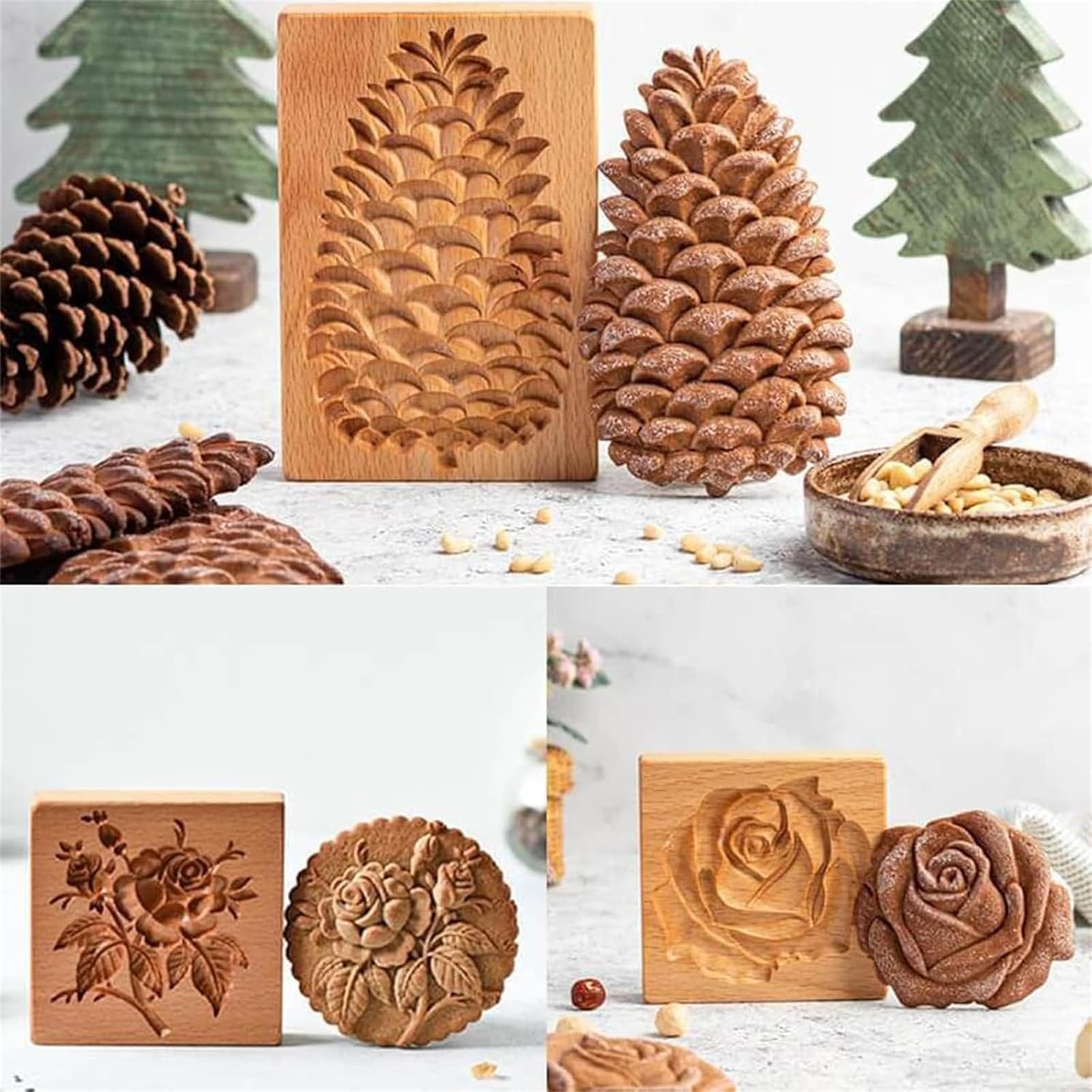 Foremki do ciastek, Drewniane foremki do ciastek, herbatniki, drewniane foremki do wykrawania ciasteczek, wytłaczanie, rzeźbione drewniane ciasteczka 3D, foremki do ciastek do form do pieczenia