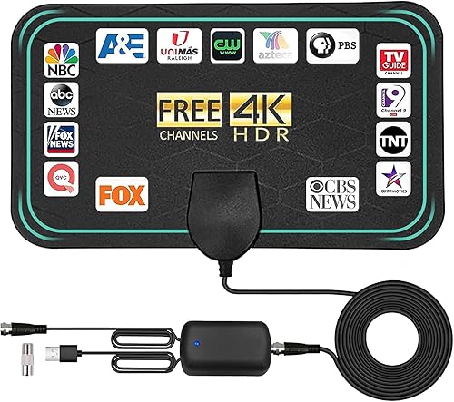 Antena de TV - Antena de TV digital HD amplificada para interiores 2023 para Smart TV de hasta 380+millas compatible con 4K 1080p y todos los