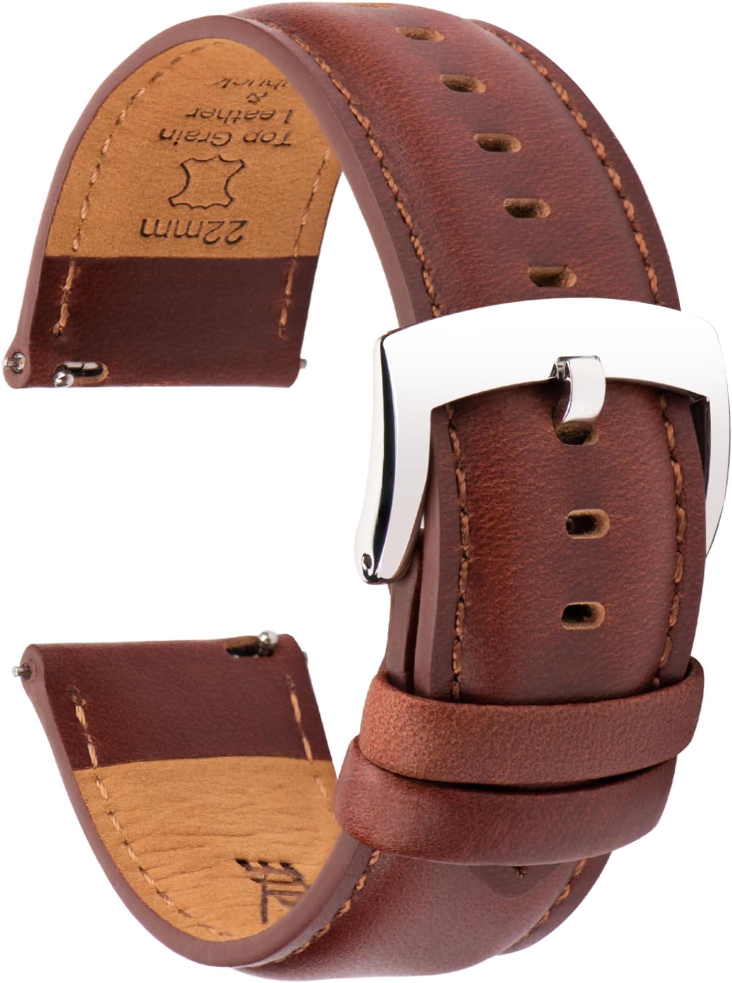 – Leather Watch Straps Quick Release, Vintage Elegant Top Grain Leather Watch Strap Bands Replacement for Men and Women, Watch and Smartwatch, Choice of Width - 18mm 19mm 20mm 21mm 22mm