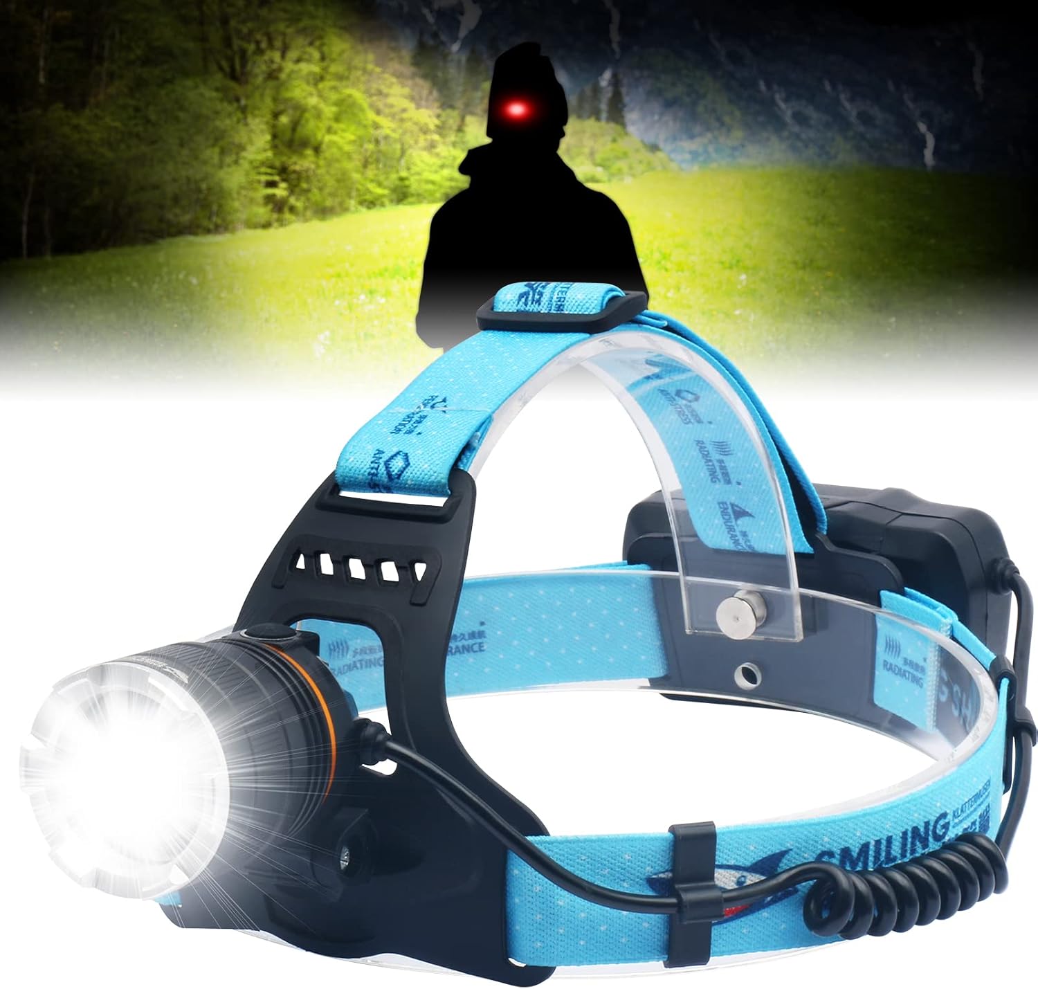 Super Bright Headlamp 50000 High Lumens USB Rechargeable Headlamp with