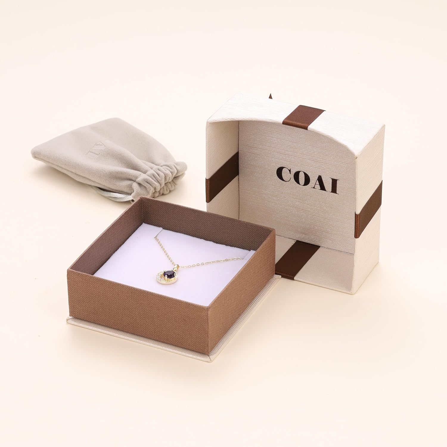 COAI 14K Gold Plated 925 Sterling Silver Necklace for Women, Crescent Moon Pendant, Garnet/Citrine/Amethyst Crystal Necklace for Women - Image 6