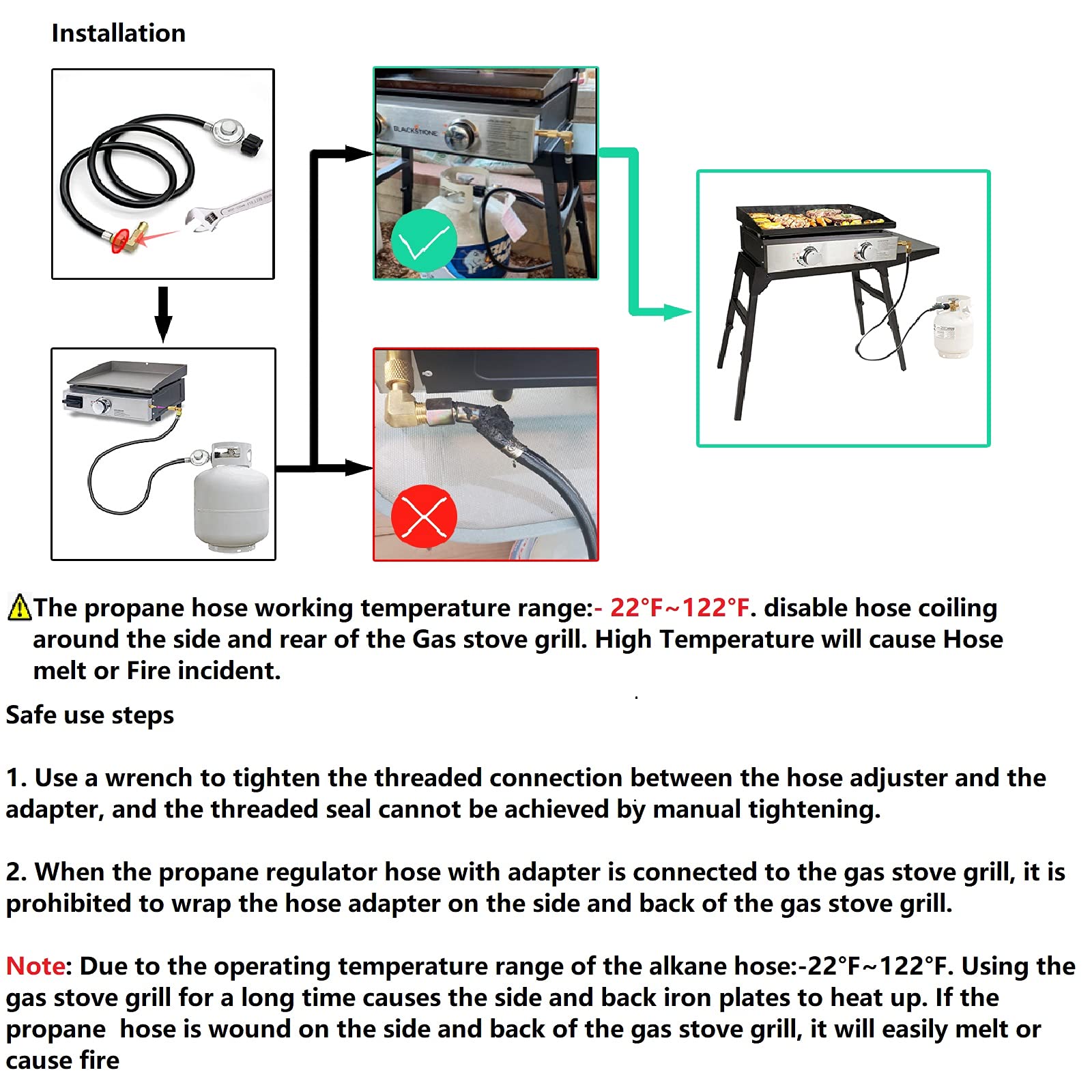 MCAMPAS 5Ft Low Pressure Propane Regulator with Hose.QCC1 Type Propane