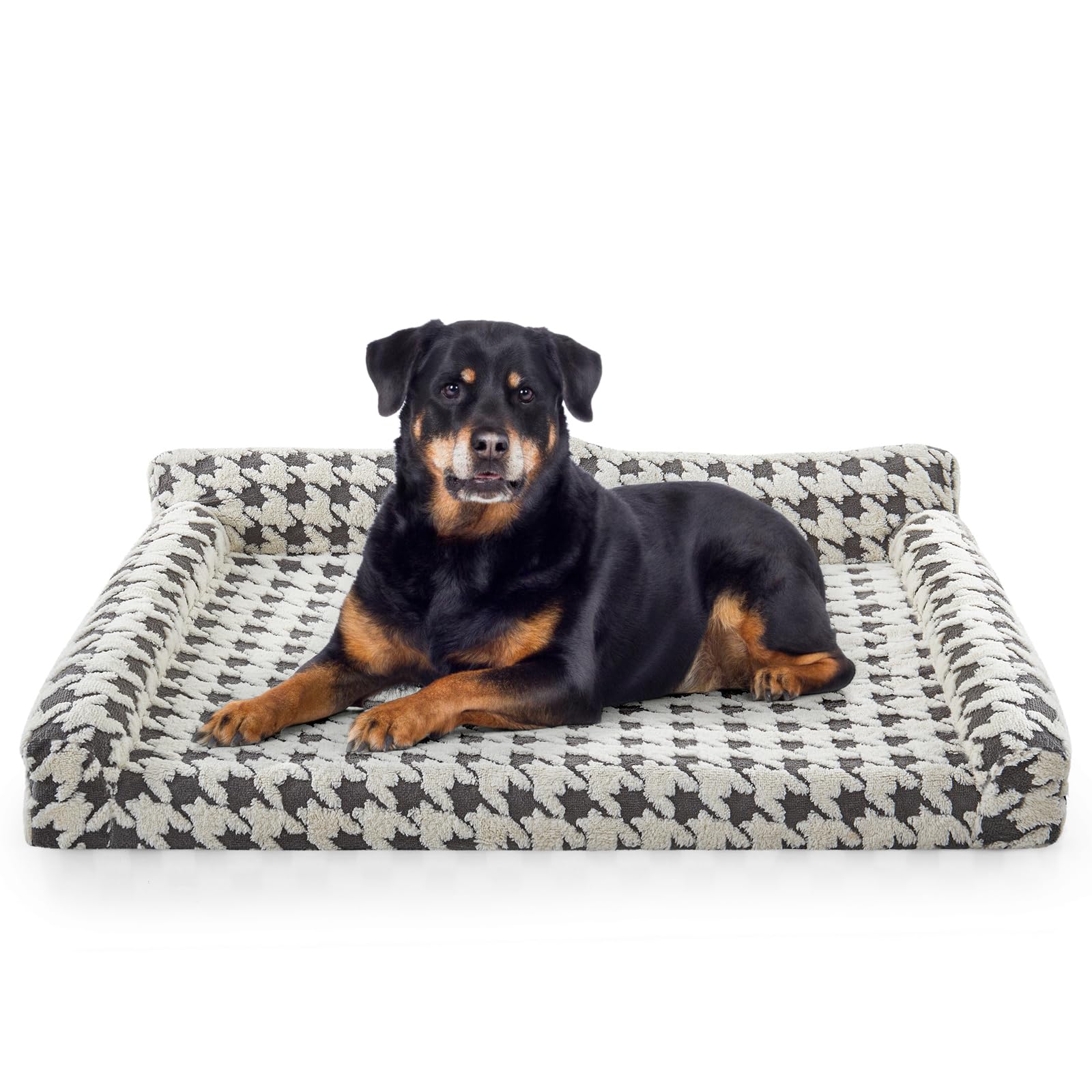 FURTIME Orthopedic Dog Beds Large Sized Dog, XXL Washable Memory Foam Pet Couch Bed with Removable Washable Cover, Non-Slip Bottom with Bolster Sides, Grey