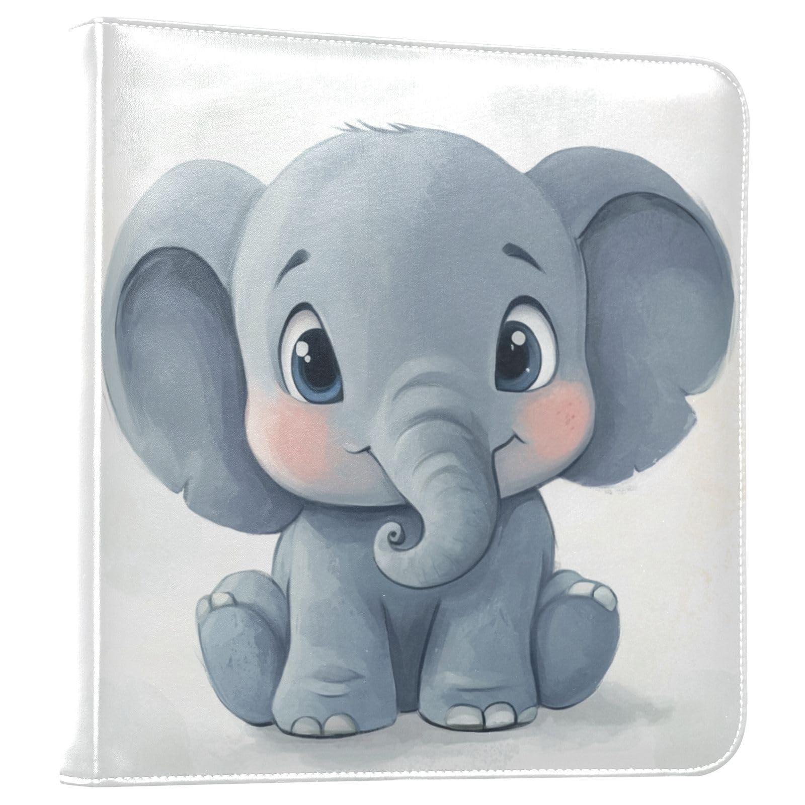 JIPONI A Cute Elephant Large Photo Album, DIY Leather Cover Scrapbook Albums for 4x6 5x7 6x8 Pictures, Self Adhesive Memory Book for Wedding, Baby, Family