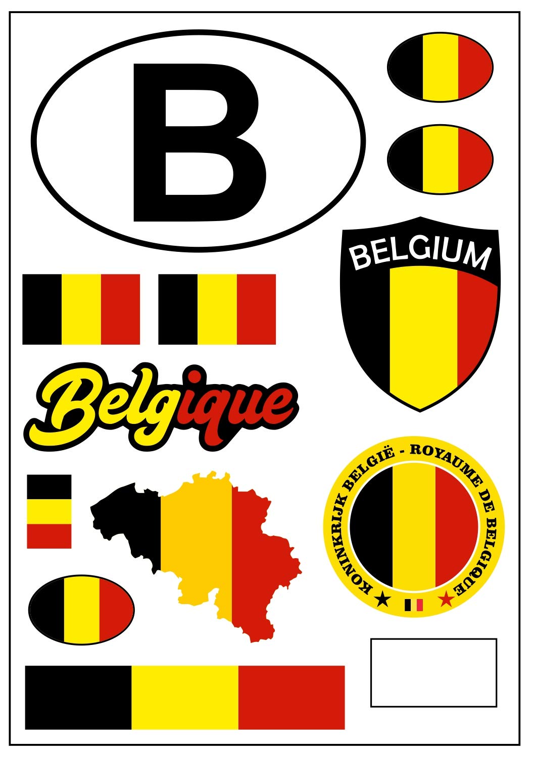 Daged Belgium sticker card, sticker sheet, car, motorcycle, biker flag, decorative AK