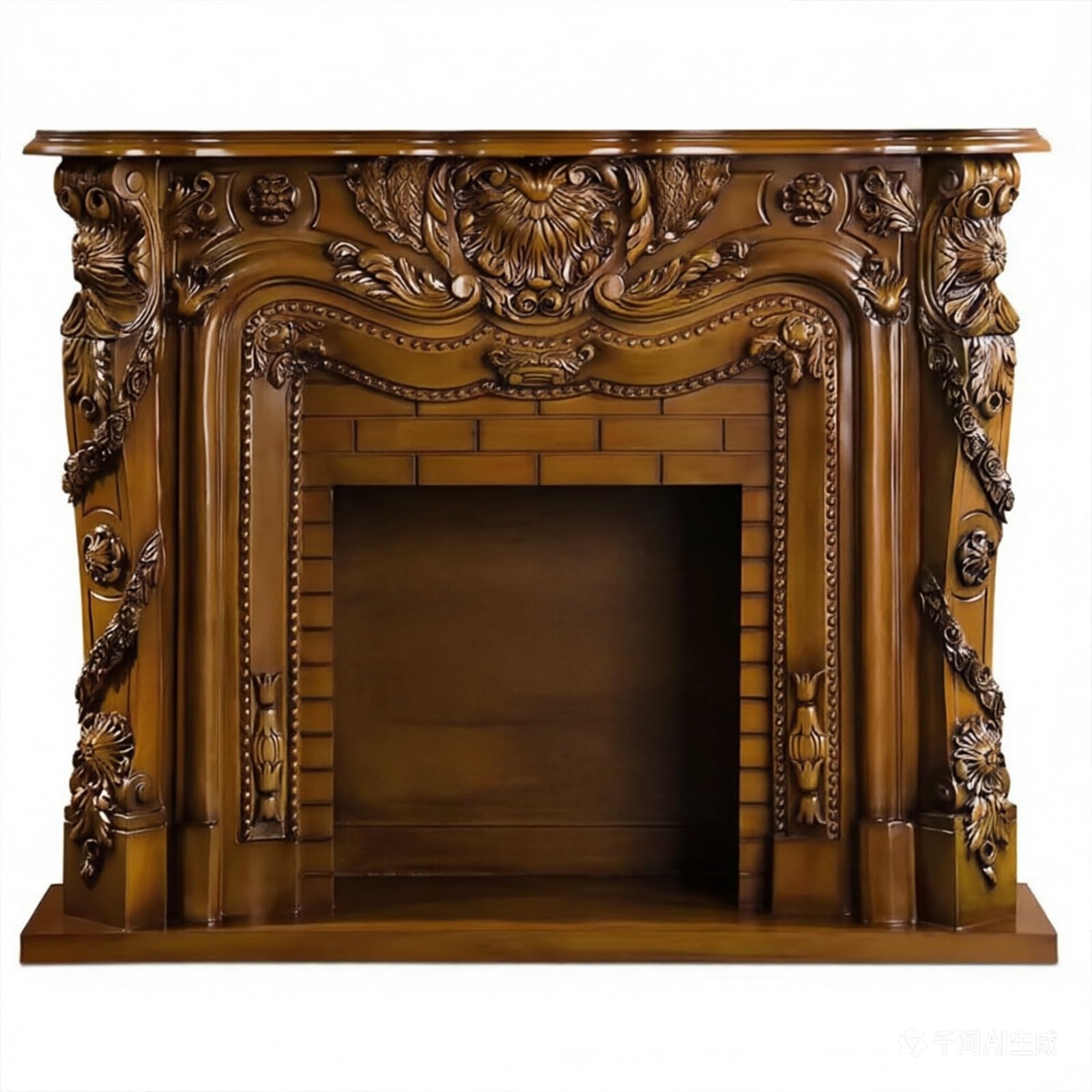 Decorative Ornate Solid Oak Fireplace Mantel with Relief Details Classic Decorative Fireplace Surround