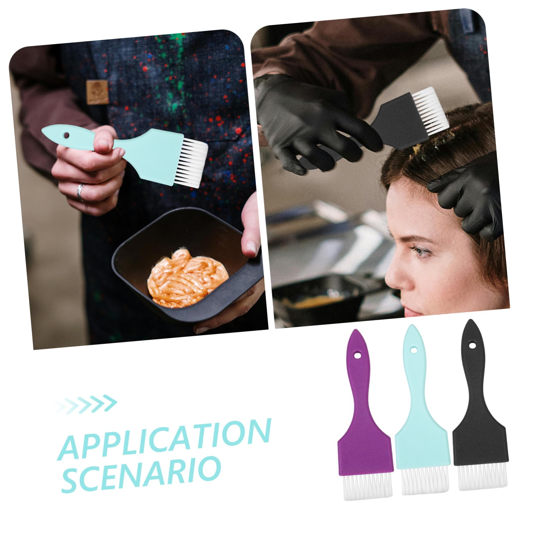 HAPINARY 3pcs Dye Brush Set for Highlights Tiny Applicator for Oil Brush for Salon or Home Use Random Color